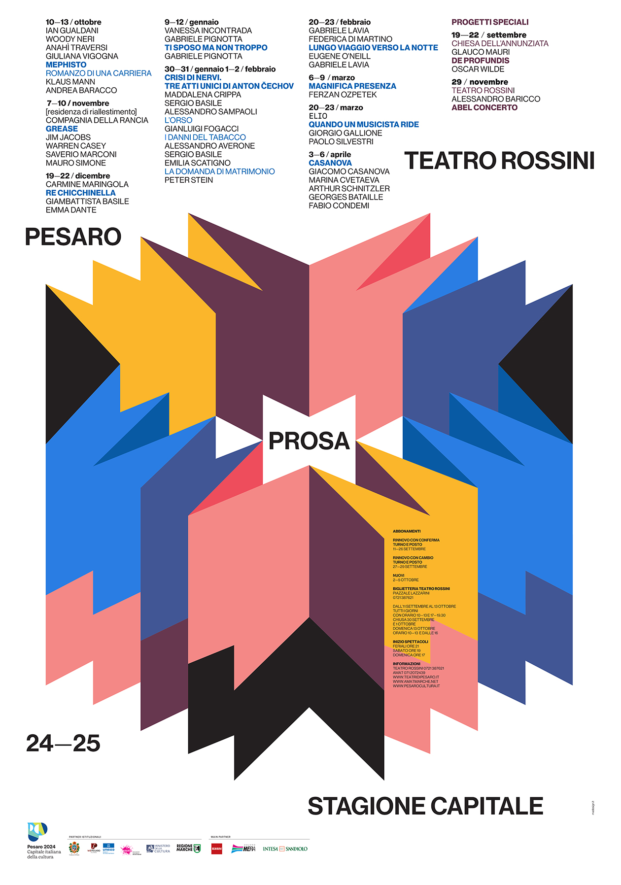 PESARO TEATRO ROSSINI STAGIONE CAPITALE PROSA 2024 25